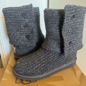 UGG Classic Cardy 1876 Boots - Dark Grey with Silver Threads - Size 8